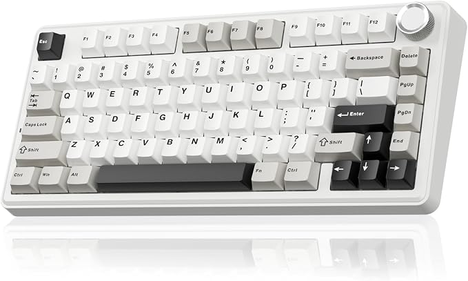 SOLAKAKA A75 75% Wireless Mechanical Keyboard, Hot Swappable Gaming Keyboard with Multifunction Knob & RGB, Gasket Mounted Creamy Keyboard, PBT Keycaps, Compact Layout for Win/Mac/PC by SOLAKAKA