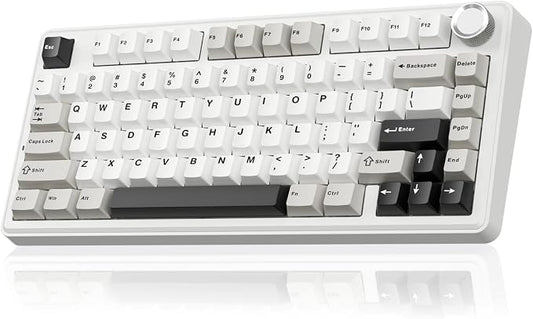 SOLAKAKA A75 75% Wireless Mechanical Keyboard, Hot Swappable Gaming Keyboard with Multifunction Knob & RGB, Gasket Mounted Creamy Keyboard, PBT Keycaps, Compact Layout for Win/Mac/PC by SOLAKAKA