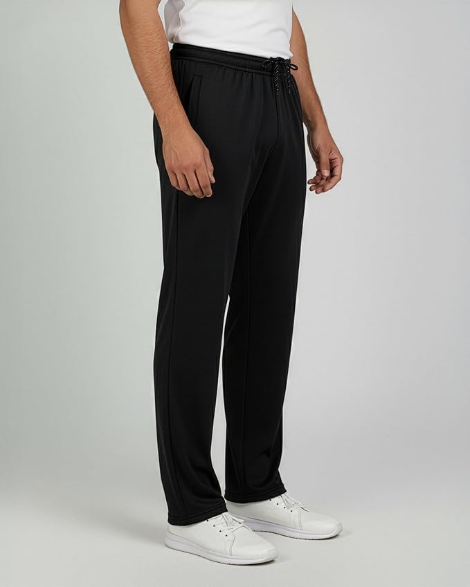 3 Pack Men's Mesh Open Bottom Sweatpants Active Athletic Workout Gym Pocket | Available in Big & Tall, Uncuffed, Elastic Waistband, Drawstring, Straight Leg, Running, Jogging, Exercise, Training, Sports - Image 7