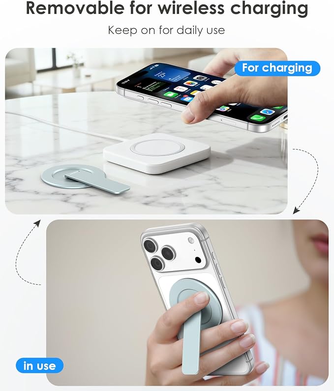 Magnetic Phone Stand for Magsafe, Ultra-Slim Snap-on Phone Holder Kickstand,180° Adjustable Angle Damping Design Cellphone Grip, Blue - Image 8