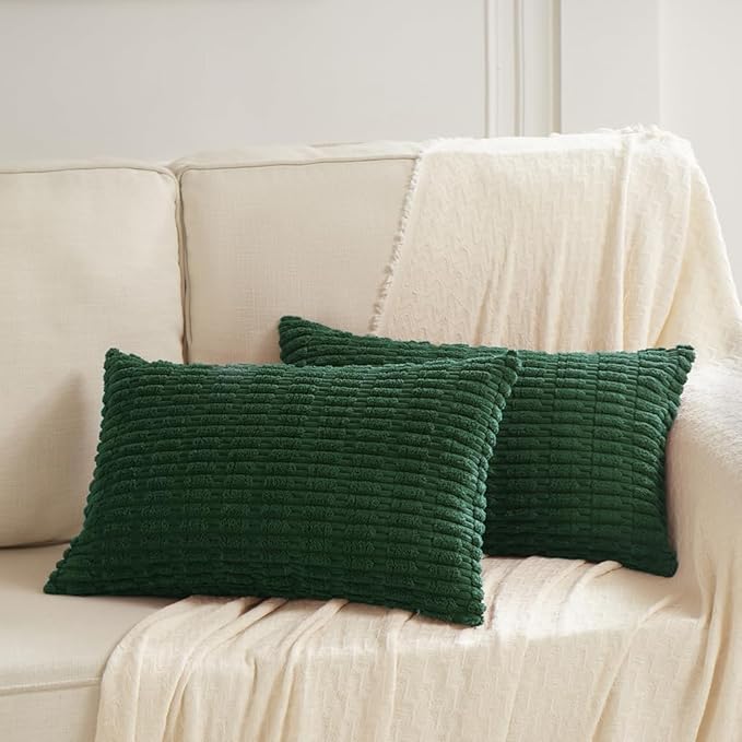 Fancy Homi 4 Packs Decorative Throw Pillow Covers for Living Room Couch Bed, Modern Farmhouse Boho Home Décor Accent Cushion Case, 20" x 12", Dark Green - Image 6