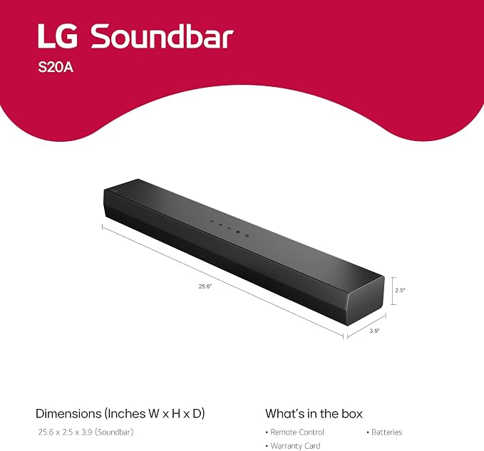 LG S20A 2.0 ch. Soundbar, Dolby Digital, TV Synergy, Wow Interface, DTS Digital Surround - Image 6