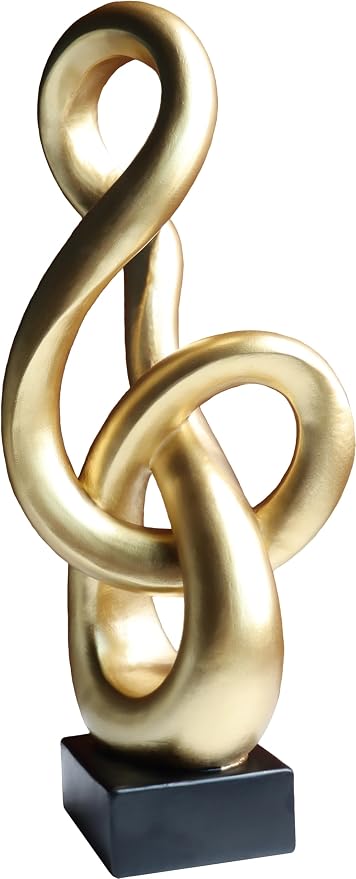 16" Modern Abstract Ribbon Decorative Sculpture, Knot Sculptures,Home Decor,Coffee Table Statues,Dining Living Room Desk Decor,Musical Note,Golden by LAIKEARTS