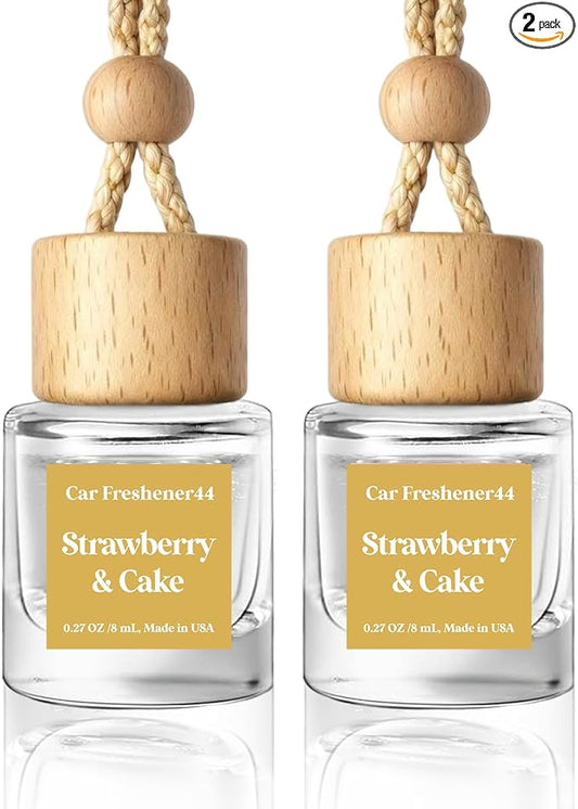 HoogaLife Car Air Freshener Diffuser 2 Pack Hanging Air Freshener Diffuser - Strawberry Pound Cake Fragrance Oil Air D iffuser for Car, 45+ days Long Lasting Fragrance Made in USA (S44) by HoogaLife
