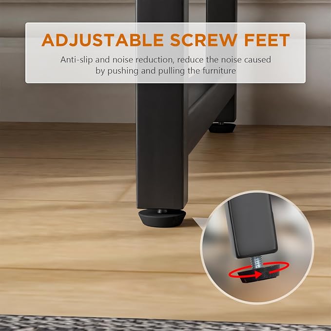 PayLessHere | 32 Inch Computer Desk | Black | Sturdy Office Desk | Metal Frame, Adjustable Feet | Water-Resistant, Scratchproof Surface | Writing Table for Home Office or Study | Pack of 1 - Image 5
