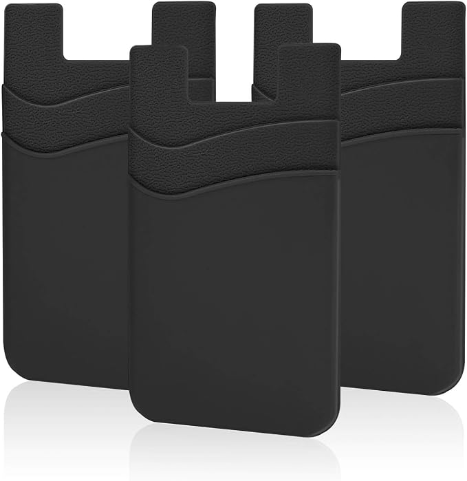 SHANSHUI Phone Wallet, 3 Pack Credit Card Holder for Black of Phone Wallet Stick On 2 Slots Pocket for Almost Smartphones by SHANSHUI