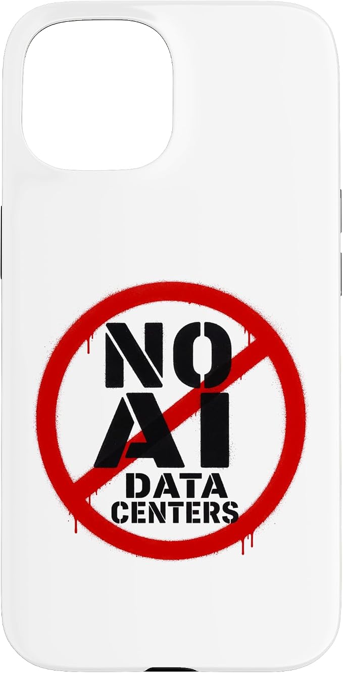 No AI Data Centers – Simple Minimal Spray Paint Style Text Case for iPhone 15 by Unknown