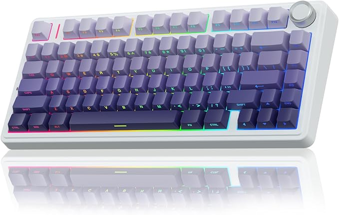 AULA F75 Pro Wireless Mechanical Keyboard,75% Hot Swappable Custom Keyboard,RGB Backlit,Pre-lubed Linear Switches,Side Printed PBT Keycaps Mechanical Gaming Keyboards,Gradient Purple by AULA