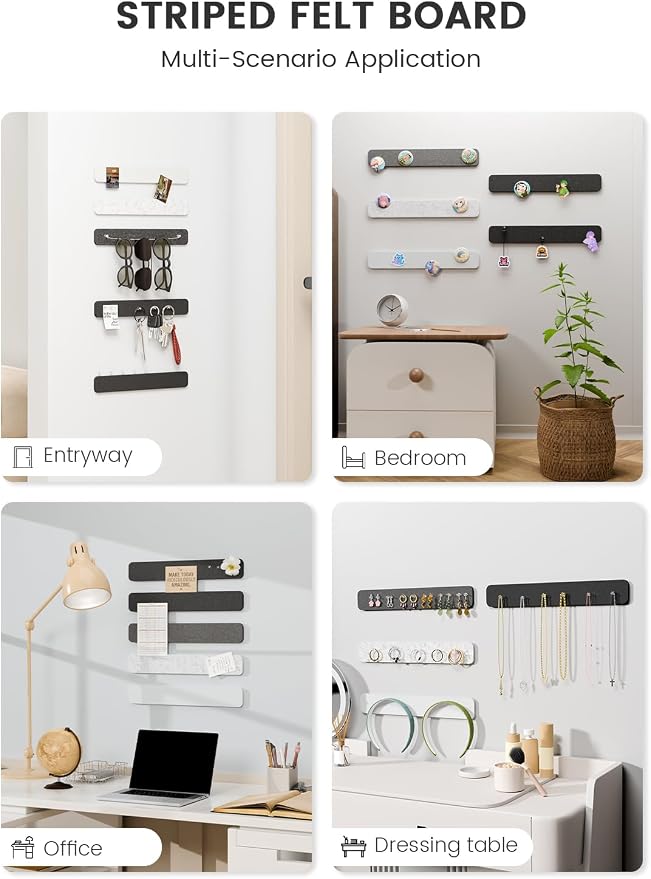 Fluxynara 13" x 2" Felt Wall Panels, Concrete Echo | 5-Pack Cork Board Alternative with 35 Push Pins, Adhesive Mounting for Bedroom Door or Home Office - Image 6