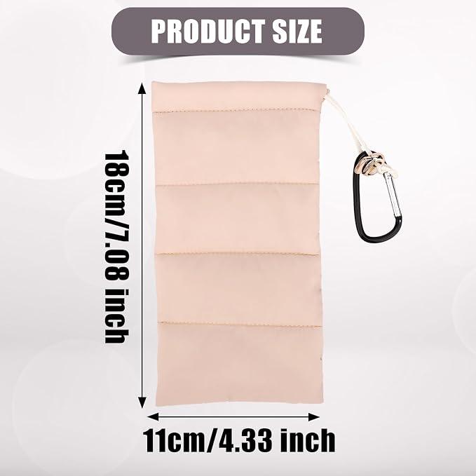 Lyreh Thermal Phone Pouch with Carabiner, Down Cotton Winter Insulated Warm Case Cover Bag Accessories Gift Prevents Freezing & Overheating Cellphone Sock for Outdoor Camping Hiking Skiing (Beige) - Image 2