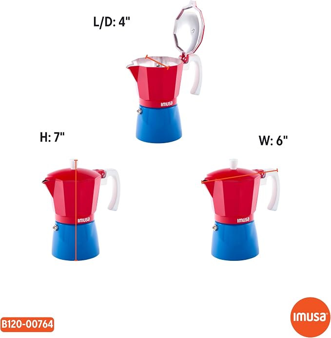 IMUSA 6 Cup Caribbean Cast Aluminum Stovetop Coffee Maker | Bare Cast Aluminum Finish, Soft-Touch White Handle, Ideal for Moka Drinks, Great for Family - Image 8