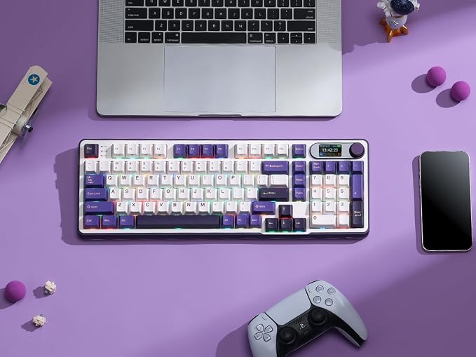 RK ROYAL KLUDGE S98 Wireless Mechanical Keyboard w/Smart Display & Knob | 96% Top Mount RGB Gaming Keyboard BT/2.4G/USB-C, Hot Swappable, Cushioned 5-Layer Noise Dampening, Massive Battery, 98 Keys - Image 8