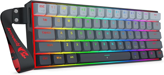 Redragon K617 HE Wired Hall-Effect Rapid Trigger Magnetic Gaming Keyboard | 8K Polling Adjustable Actuation, 61 Keys Design for More Room to Aim, Swap-Ready Socket for Mod, RGB Pro Software Supported by REDRAGON