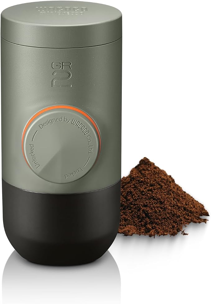 WACACO Minipresso GR2 Espresso Machine Compatible Ground Coffee, Portable Coffee Maker 18 Bar Manually Operated, Espresso Maker On The Go,Ultra-Small For Travel Camping Fishing Climbing Riding by WACACO
