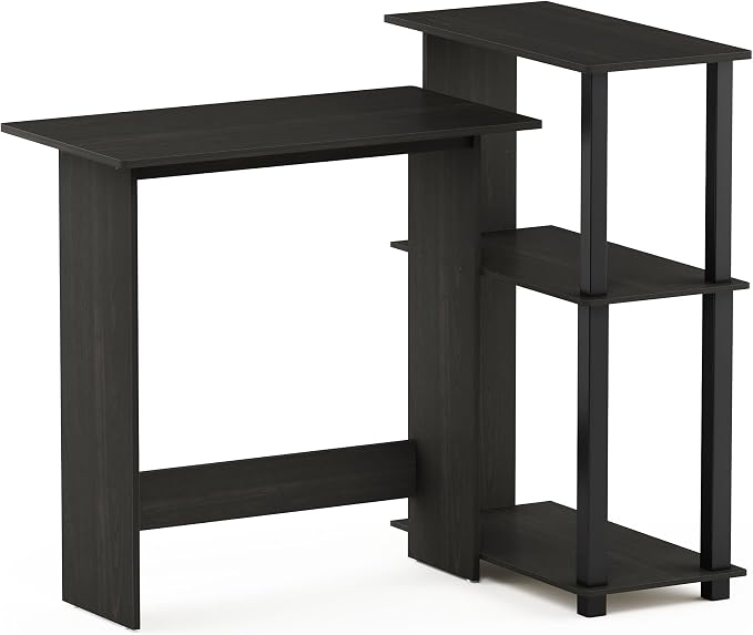Furinno Abbott Corner Computer Desk with Bookshelf, Espresso/Black - Image 6
