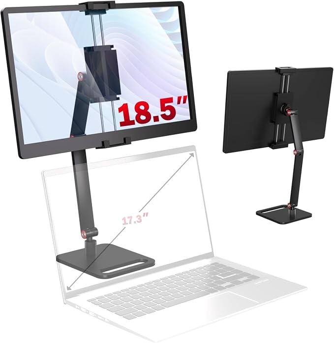 Portable Monitor Stand Holder for 6-18.5 Inch,Universal Desktop Version Expandable Display Base Adjustable Portable Monitor Desktop Clamp,Long Stand,Tablet Stand ,Compatible with Larger Sizes by Hnfrwd