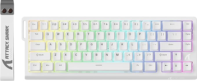 ATTACK SHARK X68 HE RT Mechanical Gaming Keyboard 60% Wired TKL-White | Adjustable Actuation,Hall Effect Magnetic Switch,8KHz Polling Rate,RGB Backlit,Top Mount, Web Driver for PC Mac Esport Gamer by ATTACKSHARK