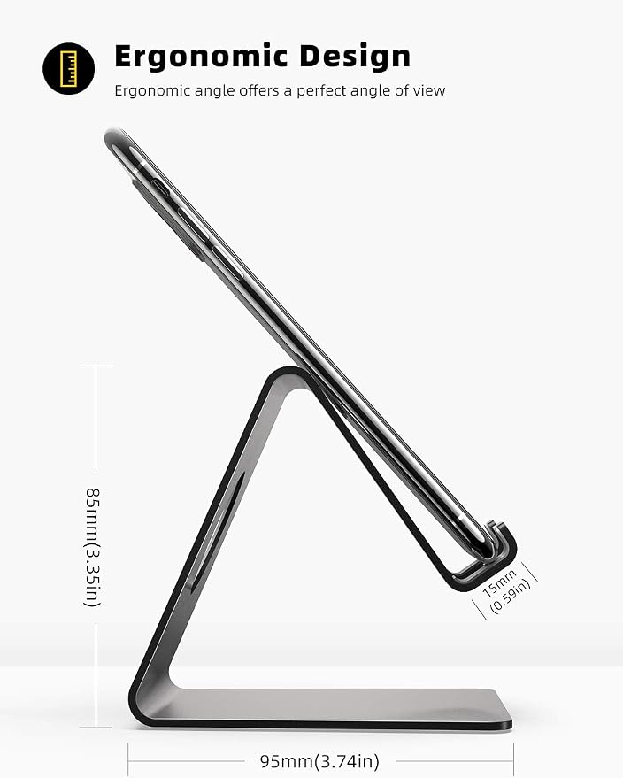 Lamicall Cell Phone Stand, Phone Dock: Cradle, Holder, Stand for Office Desk - Black - Image 6
