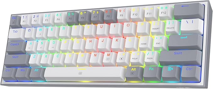 Redragon K617 Wired 60% Compact Hot-Swap RGB Gaming Mechanical Keyboard | 61 Keys Design for More Room to Aim, Swap-Ready Socket for Mod, Vibrant 20-Mode Lighting Hype Vibing, Pro Software Supported by REDRAGON
