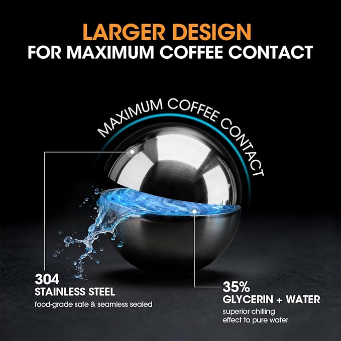 AIEVE 2 Pack Espresso Cooling Ball, Stainless Steel Frozen Ice Rock for Coffee, Espresso Accessories Extract Brew Chilling Tool Chiller Gift for Birthday, Valentine's Day, Christmas - Image 5