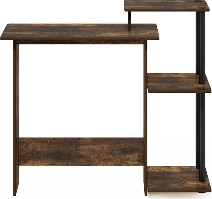 Furinno Efficient 29-Inch Rustic Brown Computer Desk with Side Shelves, Gaming Desk with 3 Open Shelves, Home Office Desk, for Home Office, Study Room, Dorm, Bedroom, Amber Oak - Image 6