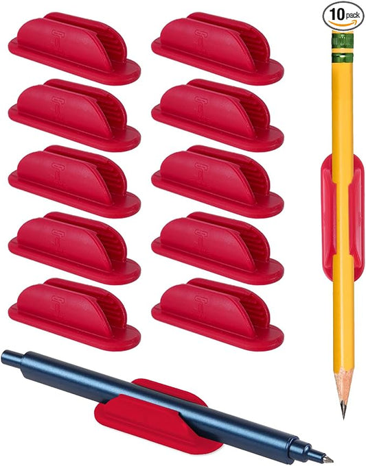 Tiizze Adhesive Pencil Holders for Desk Set of 10 - Silicone Pen Holder with 15 PCS Upgraded Adhesive Pads - Flexible Pencil Holder for Walls Clipboards, Office Essentials Accessories Teacher Supplies by Tiizze