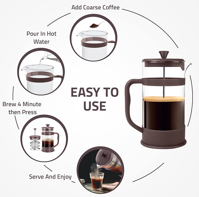 Utopia Kitchen 12 Ounce 0.35 Liter French Press Coffee Maker, Tea Maker, Travel Coffee Presses, Heat Resistant Thickened Borosilicate Coffee Pot for Camping Travel Gifts, Deep Taupe Pack of 1 - Image 6