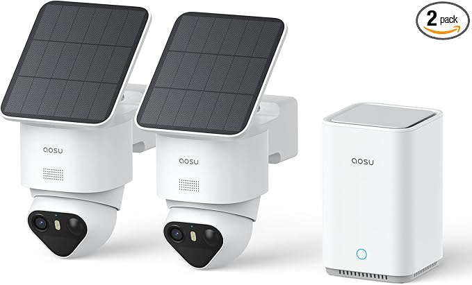 aosu T2 Ultra 4K Security Cameras Wireless Outdoor, 2 Cam Kit, Smart Home Security System with TrueColor Night Vision, AI Recognition & 360° Motion Tracking, Solar Power, Expandable 1TB Local Storage by AOSUSecurityOfficial
