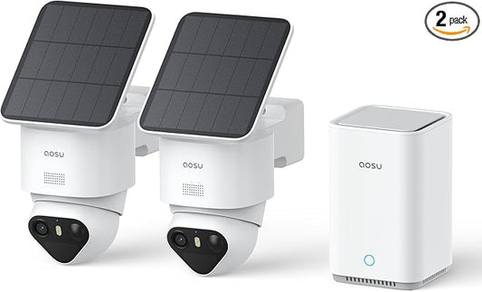 aosu T2 Ultra 4K Security Cameras Wireless Outdoor, 2 Cam Kit, Smart Home Security System with TrueColor Night Vision, AI Recognition & 360° Motion Tracking, Solar Power, Expandable 1TB Local Storage by AOSUSecurityOfficial