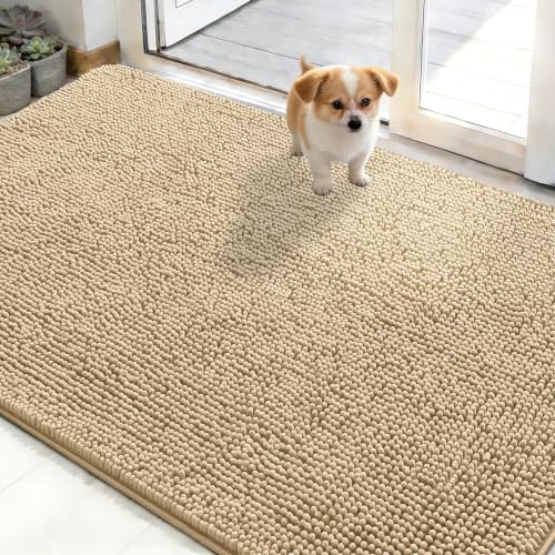OLANLY Dog Door Mat for Muddy Paws 50x30, Super Absorbent Chenille Mud Mat by OLANLY
