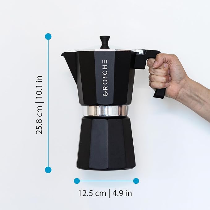 GROSCHE Milano Moka pot, Stovetop Espresso maker, Greca Coffee Maker, Stovetop coffee maker and espresso maker percolator (Black, 12 cup) | Cuban Coffee Maker And Italian Moka Pot For Stovetop Espresso; For Gas, Electric, And Propane Stoves With A Soft... - Image 8