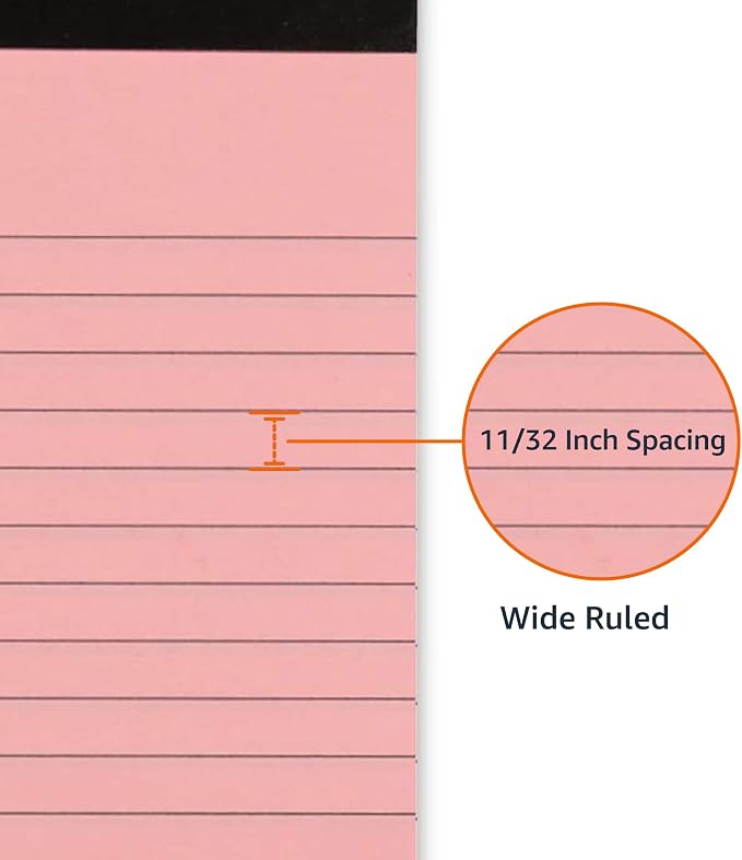 Amazon Basics Wide Ruled Lined Writing Note Pads with Sturdy Back, Multicolor, 300 Sheets, Perforated, 8.5x11.75 Wide Ruled (Pack of 72) - Image 3