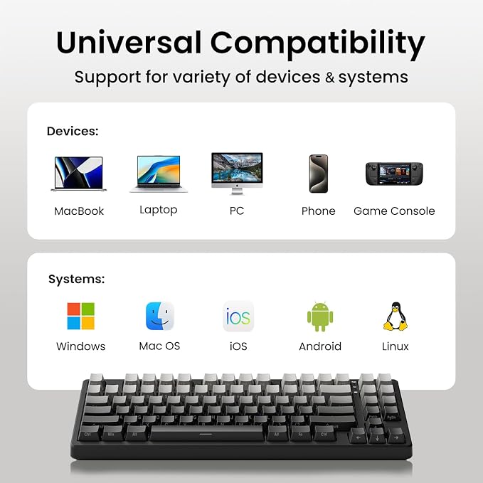 Kisnt KN85 Wireless Mechanical Keyboard, 75% Layout with Side Printed PBT Keycaps, Bluetooth/2.4GHz/USB-C, Custom RGB Backlit, Hot-Swappable Linear Switch,Creamy Sound for Gaming/Typing(Gradient Gray) - Image 7