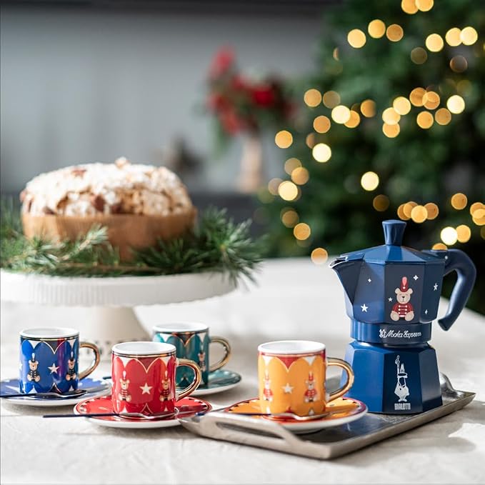 Bialetti Moka Express Iconic Italian Stovetop Espresso Maker (Blue/Red, 3 Cups) - Image 2