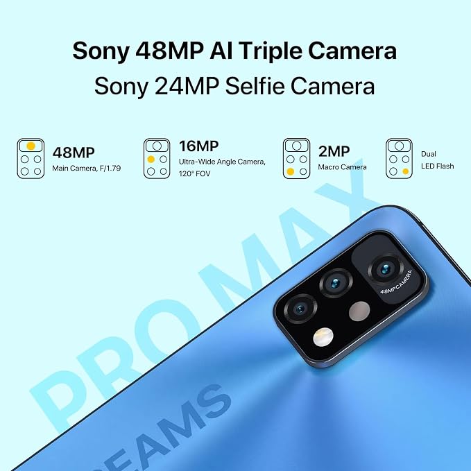 UMIDIGI A11 Pro Max Unlocked Cell Phone, Helio G80, 4GB+128GB Expandable 256GB, 6.8 Inch FHD Touch Screen, 5150mAh Battery Android Phone, 48MP+16MP, Dual SIM 4G Volte, Al Face Unlock - Image 3