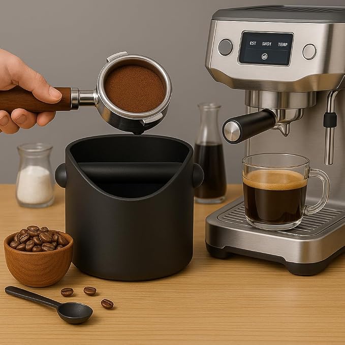 Coffee Knock Box, 4.6 in, Barista Style Espresso Grounds Knock Box, Removable Plastic Knock Rod, Non-Slip Base, Espresso Maker Accessory (Green) - Image 6