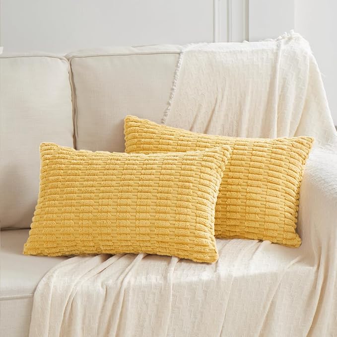 Fancy Homi 4 Packs Decorative Throw Pillow Covers for Living Room Couch Bed, Modern Farmhouse Boho Home Décor Accent Cushion Case, 20" x 12", Yellow - Image 6
