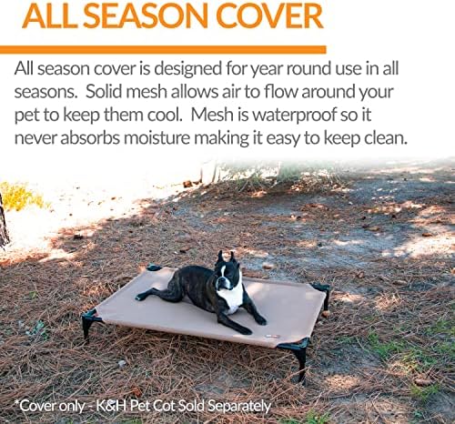 K&H Pet Products All Weather Pet Cot Replacement Cover Tan Medium 32 X 25 Inches - Image 4