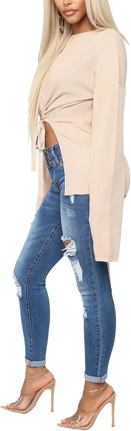 KUNMI Women's Skinny Ripped Trendy Jeans Distressed Stretchy Denim Pants - Image 4