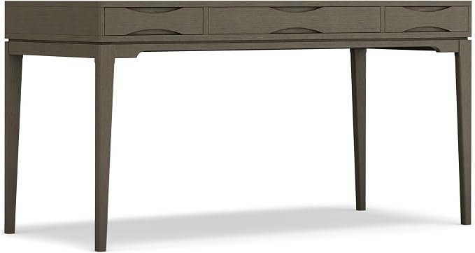 SIMPLIHOME Harper Desk - 60 Inch Wide Solid Wood Writing Desk in Farmhouse Grey, Mid-Century Modern Home Office Computer Table for Workspace or Study with 2 Drawers and Flip-Down Keyboard Tray by SimpliHome