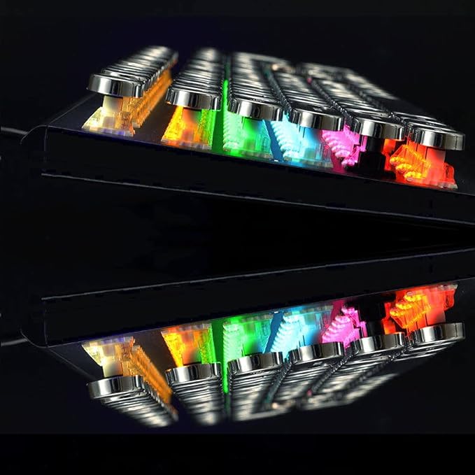 YSCP Typewriter Style Mechanical Gaming Keyboard Rainbow Backlit Wired with Blue Switch Retro Round Keycap 104 Keys Keyboard (L-Black) - Image 5