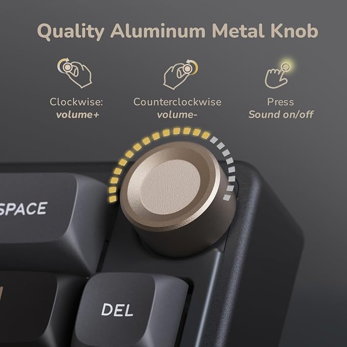 RK ROYAL KLUDGE R65 Wired Gaming Keyboard with Volume Knob, 60% Percent RGB Backlit Mechanical Keyboard Gasket Mount with PBT Keycaps, MDA Profile, QMK/VIA, 66 Keys Hot Swappable Cream Switch, Black - Image 3