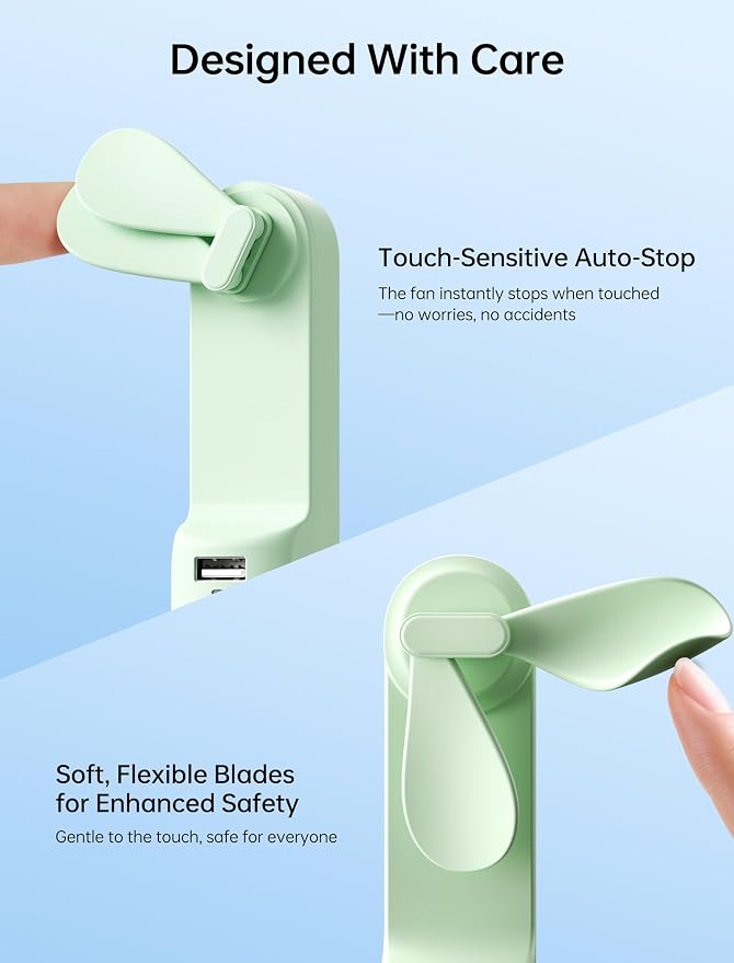 JISULIFE 3 IN 1 Handheld Mini Fan - Portable Fan & Power Bank & Flashlight, 19H Max Cooling, USB Rechargeable, Pocket-Sized for Travel, Cruise, Concerts, Makeup, 2026 Summer Gifts for Women(Green) - Image 8
