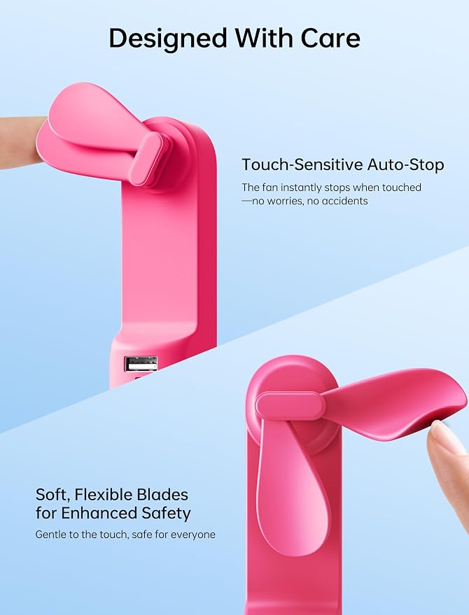 JISULIFE 3 IN 1 Handheld Mini Fan - Portable Fan & Power Bank & Flashlight, 19H Max Cooling, USB Rechargeable, Pocket-Sized for Travel, Cruise, Concerts, Makeup, 2026 Summer Gifts for Women(Fuchsia) - Image 8