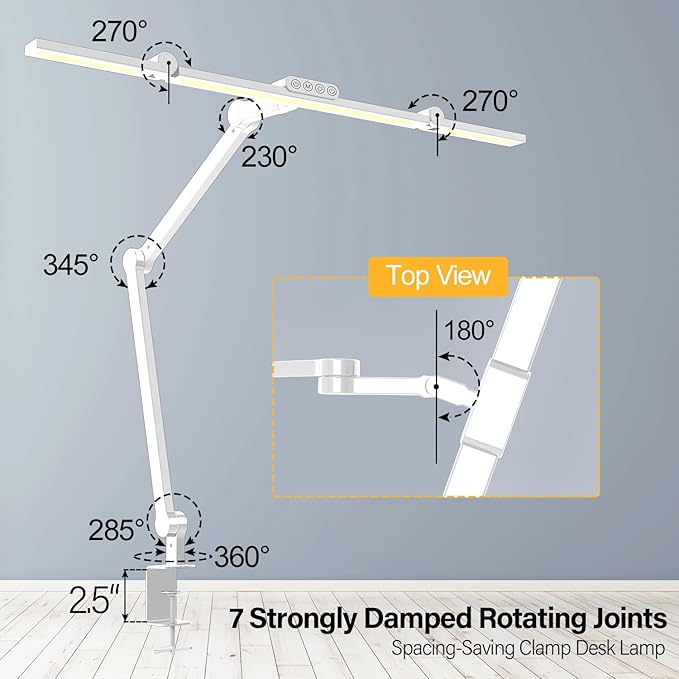 Micomlan Architect Desk Lamp with Clamp, Led Desk Lamp for Home Office with Remote Control, 24W Bright Dimmable Computer Light with Atmosphere Lighting Adjustable Table Light(Remote) - Image 3