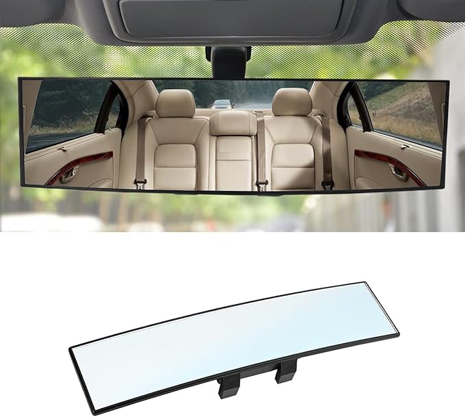 8sanlione Car Rearview Mirrors, Shock Resistant Interior Clip-on Panoramic Rear View Mirror for Car, Wide Viewing Range, 12 inch HD Universal Use for Cars, SUVs, Trucks, Vehicles (White) by 8sanlione