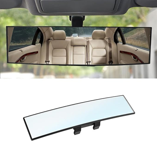 8sanlione Car Rearview Mirrors, Shock Resistant Interior Clip-on Panoramic Rear View Mirror for Car, Wide Viewing Range, 12 inch HD Universal Use for Cars, SUVs, Trucks, Vehicles (White) by 8sanlione