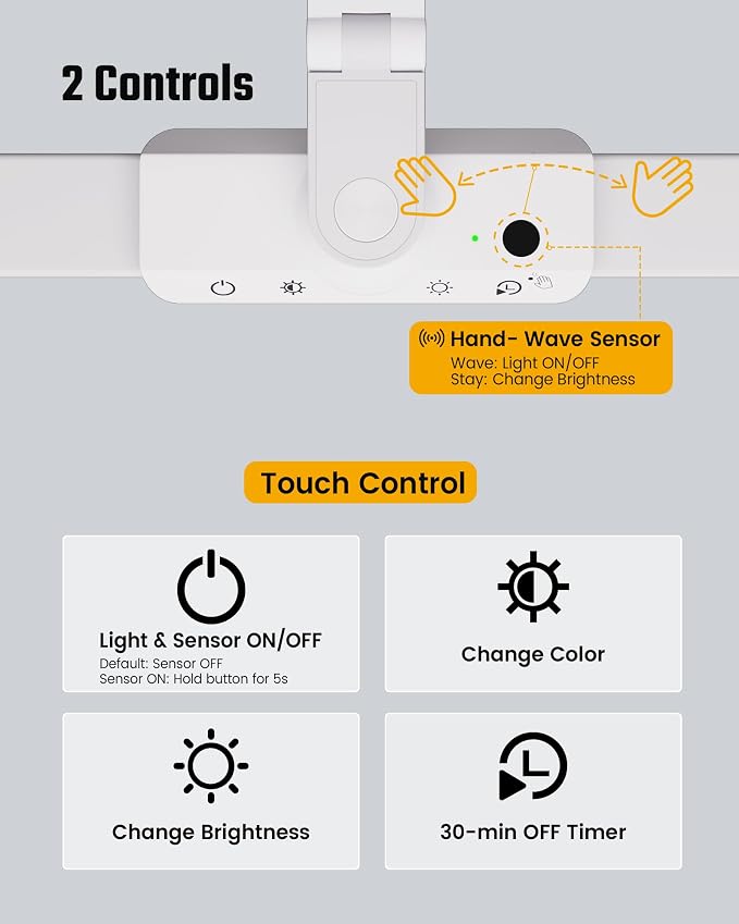 SUPERDANNY LED Desk Lamp with Power Strip (6 Outlets, 1 USB, 1 Type-C) for Home Office, Desk Light Computer Light with Clamp, Architect Desk Lamp with Smooth Dimming 5 Colors (White) - Image 7
