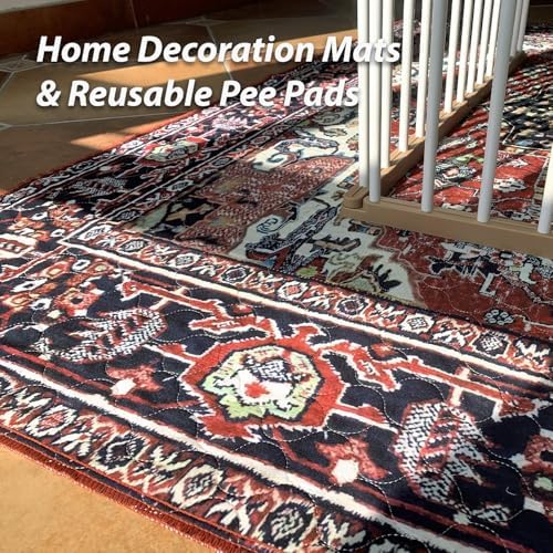 nunubaby Washable Pee Pads for Dogs, Stylish, Non-Slip and Leak-Proof Pee Pads. Reusable Potty Pads for Dogs for Crates and Floors.(Red/Rect,36" x72" ) - Image 2