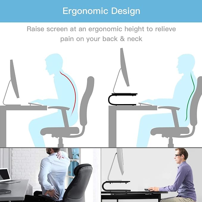 HUANUO Monitor Stand Riser for Desk, Laptop Stand, Laptop Shelf w/Vented Metal, Desktop Computer Stand Desk Organizer for Laptop, PC, Printer - Image 7